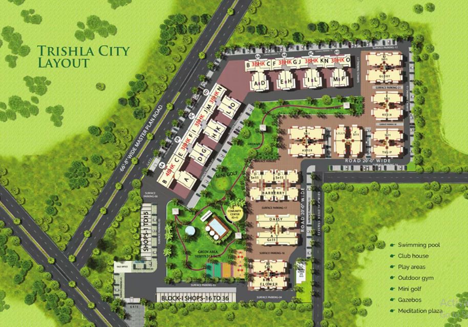Trishla City 3BHK Floor Plan