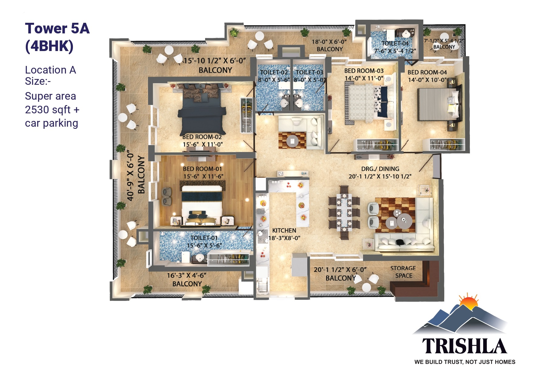 Trishla City 4BHK Floor Plan